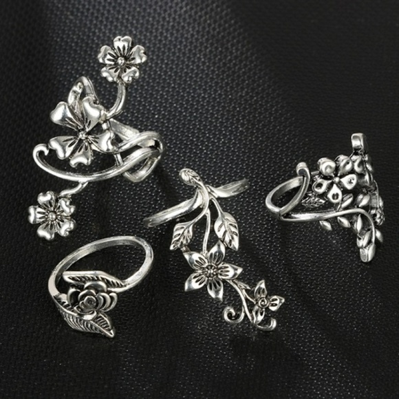 New Ancient Barbie Girl Silver Flower 4 PCs Set - Picture 3 of 5